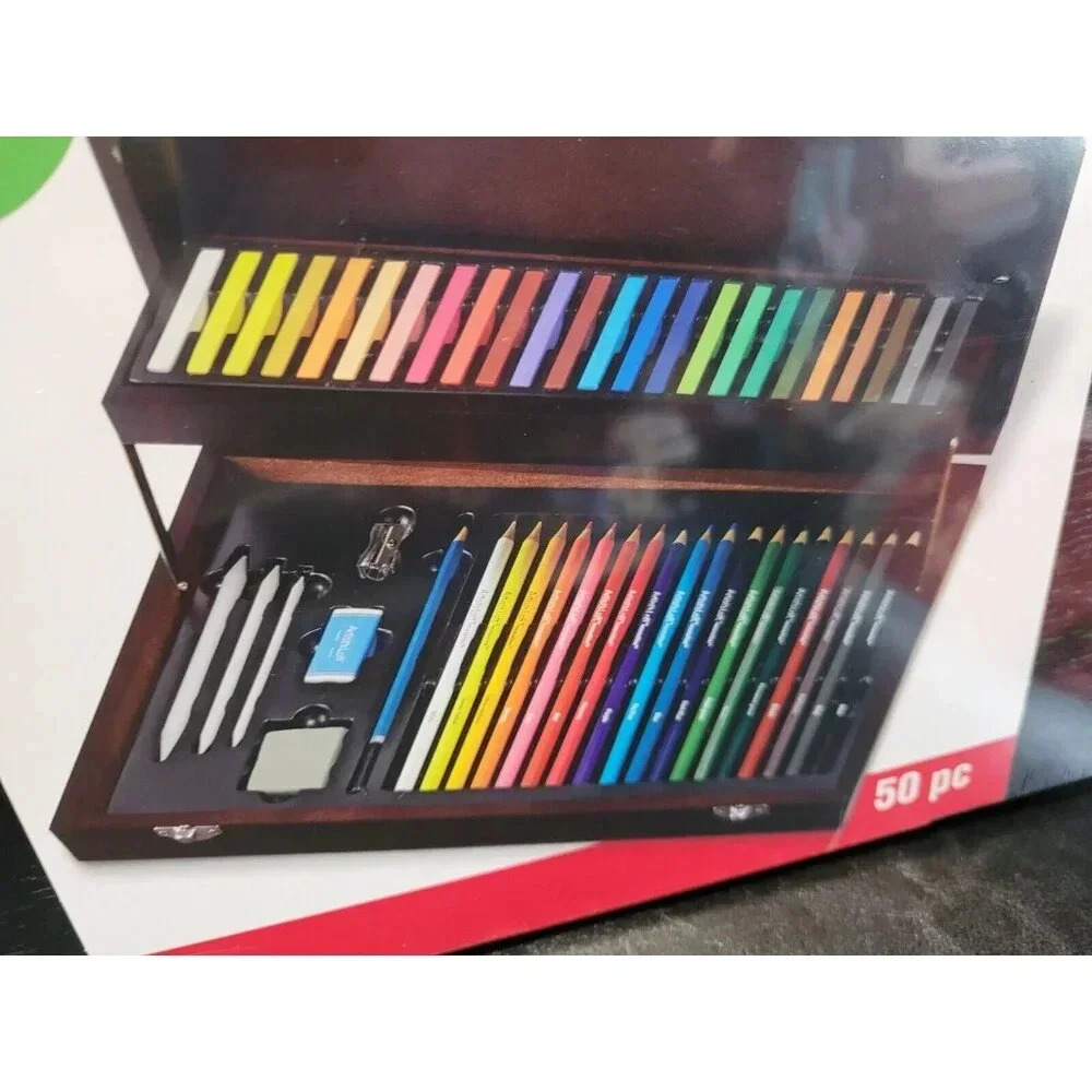 Artist’s Loft Wood Box Case- Drawing Set 50 Pieces - Brand New - Picture 2 of 8